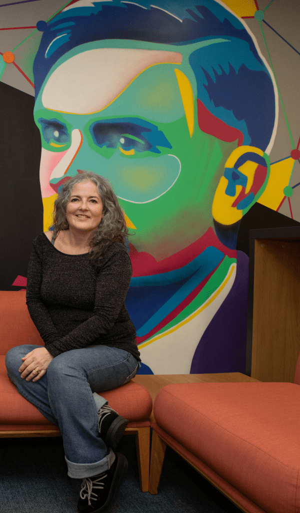 Ruth Stalker-Firth literally getting up Alan Turing's nose.